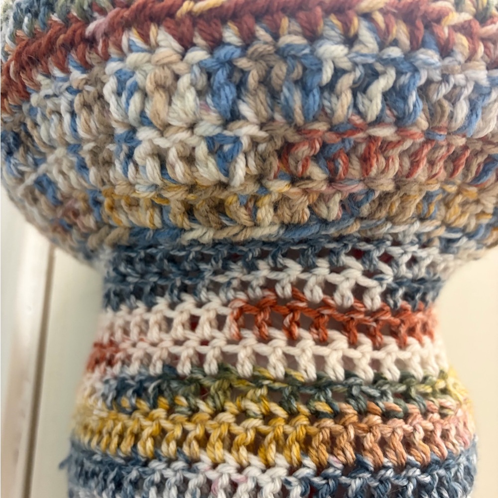 Multicolor Crocheted grocery bag holder